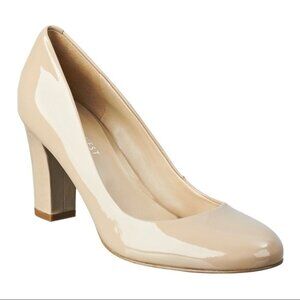 NINE WEST Gillyan Nude Round Toe Chunky Heel pumps—SZ. 8.5
